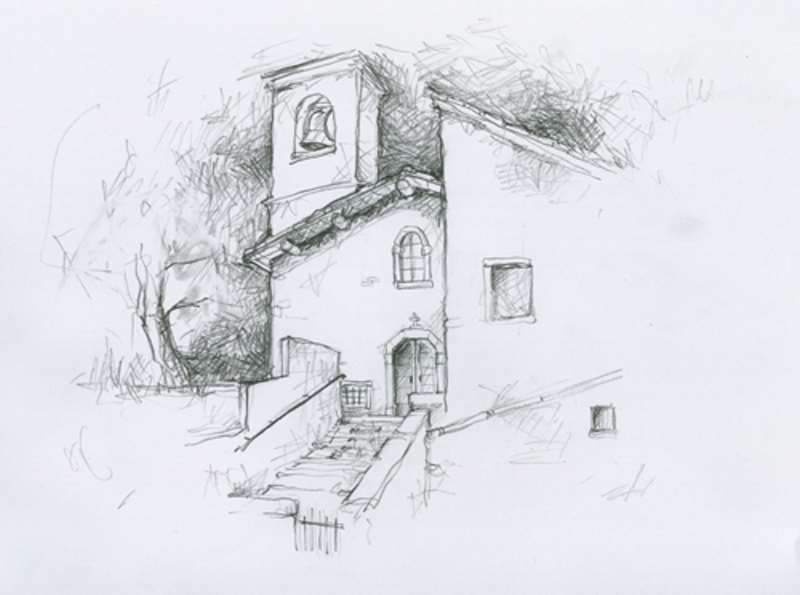 <strong>Chiesa di Montepiatto - disegno di Andrea Niccolai</strong>